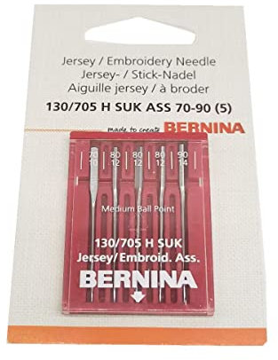 HONEYSEW Packung mit 5 Stück für Bernina Nähmaschine Jersey/Sticknadel 130/705 H SUK 0025117101 (Jersey/Sticknadel 70)