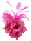 MoreChioce Vintage Fasanenfeder-Brosche Elegant Feder Ansteckbrosche Damen Brosche Hutfeder Stoff Blume Trachten-Anstecker Kleidung Dekoration für Party Bankett Hochzeit, Pink Rot