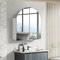 TUKAILAi 2 Doors Bathroom Mirror Cabinet Wall Mounted Round Bathroom Storage Cabinet with Adjustable Shelf for Shower Room, Living Room, Laundry Room, Mudroom, White