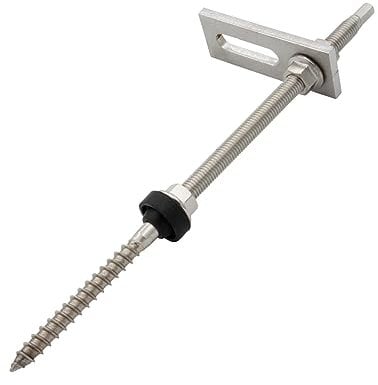 BRESKO Stockschrauben A2 M10 + Adapterplatte und Dichtung Edelstahl Solar PV Höhenverstellbar Photovoltaik Solarmontage Dachhalterung 8 Stück, M10 x 250 mm