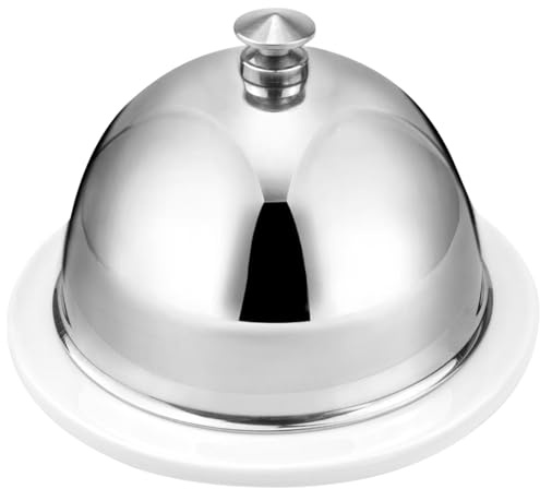 Runde Keramik-Butterdose mit Edelstahldeckel – Mini-Butterbehälter und Glocke für Küche, Süßigkeiten, Dessert, Marmelade