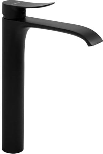 Rea Waschbecken-Wasserhahn, Dart, Schwarz, hohes Messing, Badezimmer-Mischbatterie, Einhebelmischer, heiß und kalt, verstellbarer Handwasch-Wasserhahn (schwarz)
