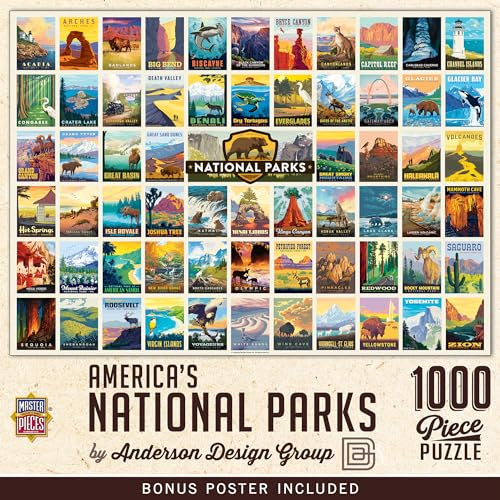 MasterPieces National Parks - Vintage Collage Poster Art 1000 Piece Adult Jigsaw Puzzle 19.25 by 26.75