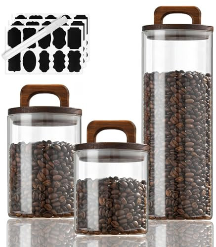 Aieraczy 700/800/1800ml Bocal En Verre Avec Couvercle, Bocaux Rangement Cuisine, Bonbonnière, Bocaux en Verre Hermétique, Bocaux Epices, Pots et Bocaux de Conservation pour Spaghetti, Café, Céréales