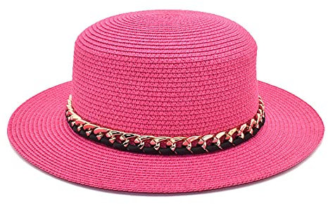 Generisch Fuzzy-Hüte für Mädchen, Sommer, Kette, flacher Zylinder, Damen, Outdoor, Freizeit, Sonnenschutz, modischer Strandhut für Herren, modern, hot pink, Einheitsgröße