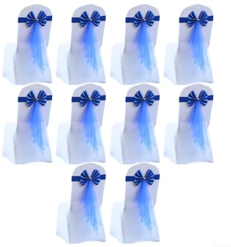 Oceanlend Elastische Stuhl-Schärpen, Stretch-Stuhlschleifen, mit elegantem Schleifen-Design, für Hochzeit, Party, Hotel, Dekoration, Blau, 10 Stück, 9WNNVR31KB2ED3BCD6V02Z275324