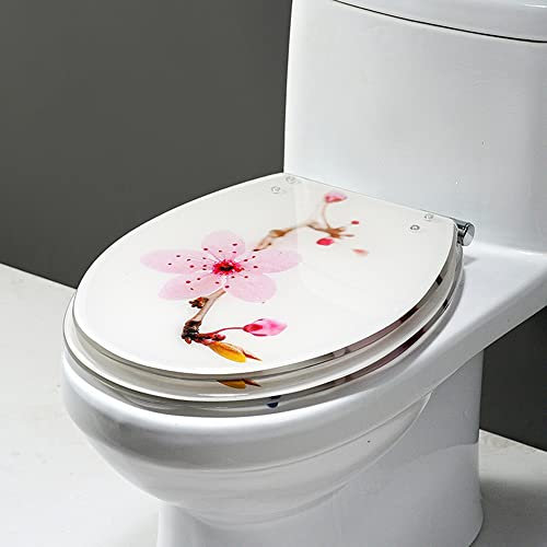 Schwarzer Toilettensitz aus Harz, universelle U/V/O-Toilettensitze, verdickter, langsam schließender Toilettendeckel, Marmormuster-Toilettensitze, leicht zu reinigen, grünes Gitter/Steine (B