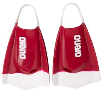 Arena Powerfin Pro II Schwimmflossen, Unisex, für Erwachsene, für Damen und Herren, Silikon, Kurze Klinge, Links/rechts, personalisierbar, Kardinalrot/Weiß, Größe 39-40