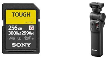 Sony SDXC UHS-II Speicherkarte mit 256GB, Schreiben mit 299 MB/s, 4k Video & GP-VPT2BT Bluetooth Handgriff