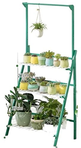 Pflanzenregal Blumenständer Pflanzenständer 3-stöckiger Pflanzenständer, Faltbarer Blumentopf-Organizer, Präsentationsständer, Verstellbarer Blumenhalter Im Freien Blumenregal Blumentreppe(Grün,40*70*