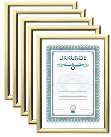 IDEAL TREND 2er 3er 5er 10er Pack Dokument Bilderrahmen 21x29,7 DIN A4 Urkunde Foto Rahmen: Farbe: 5er Pack Gold