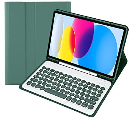 Funda con Teclado para iPad 9,7 Pulgadas, 6.ª Generación 2018, iPad 5.ª Generación 2017, iPad Air 2/1, Pro 9,7 Pulgadas, Contener Ñ, Teclado Bluetooth con Portalápices,Deep Green