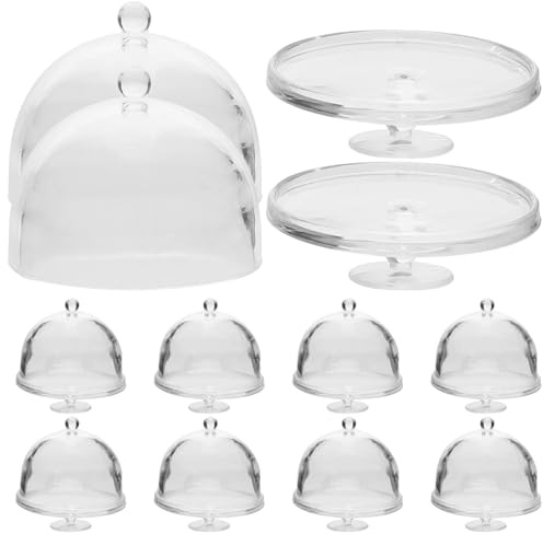 TOYANDONA 10 Stück Mini-Kuchenglocken Mit Deckel Mini-Cupcake-Halter Dessertständer Süßigkeiten-Kuppelbehälter Mit Transparenten Deckeln Für Party Hochzeit Geburtstag Ornamente Zubehör