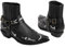 OPPOQ Stivaletti Western da Uomo Stivali con Cinturino con Fibbia Stivali Corti da Cowboy con Punta Quadrata in Pelle retrò Stivali da Motociclista da Cowboy,Nero,41