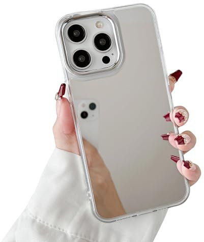 ZTOFERA Mirror Case for iPhone 16 Pro Max, Mirror for Girls Women Makeup, Cute Glossy Hard Back+Clear Soft TPU Bumper Slim Fit Anti-Drop Shockproof Protective Case for iPhone 16 Pro Max
