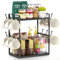 EsLuker.ly 2 Tier Coffee Bar Organiser for Home Office, Multi-functional Countertop Mug Holder Display Stand Rack, Coffee Station Accessory Storage Shelf with 12 Hooks, Black