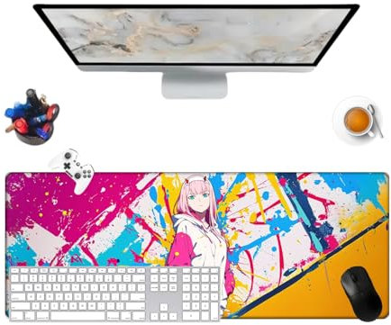 Générique The Franxx Zero Two Anime Multifunction Gaming Mauspad Tastatur Gaming Wasserdicht 800 x 300 x 3 mm und Basis aus rutschfestem Gummi, strukturierte Oberfläche (9)