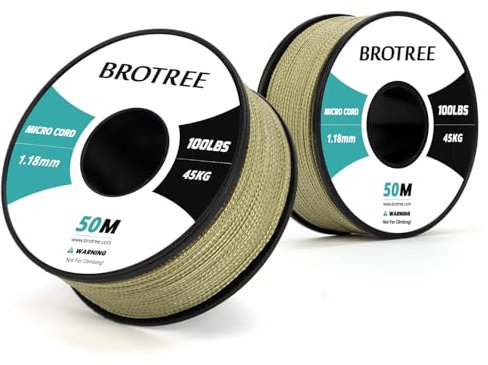Brotree Micro Cord 1.18mm Paracord 50M Thin Braided Rope for Bracelet, Crafting and DIY - 45kg Breaking Load (Holy Guacamole)