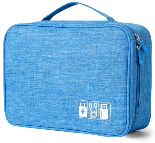AiQInu Bolsa Organizador Cables Universal de Viaje, Electrónico, Accesorios para Tableta, Disco Duro Externo,Cargador, Cable USB, Adaptadores, Tarjetas de Memoria