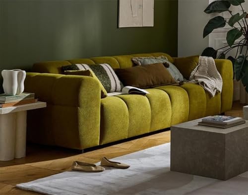Lisa Design Ray - 3-sitzer einzelsofa aus Strukturiertem Stoff Grün