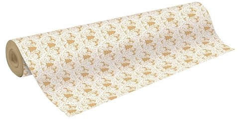 Clairefontaine - 223920C - Un Rouleau de Papier cadeau Tiny Roll - Grande longueur - Kraft 70g - Motifs : Dalécarlie blanc - Dimensions : 50x0,35m - Format Compact - Emballage Cadeau Noël