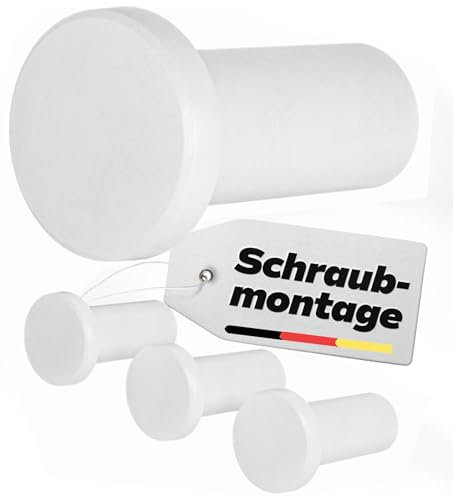 BERGVILLE® – 4er Set Premium Garderobenhaken weiß strukturiert – Universell einsetzbar als Handtuchhalter, Kleiderhaken, Wandhaken inkl. Zubehör! Made in Germany
