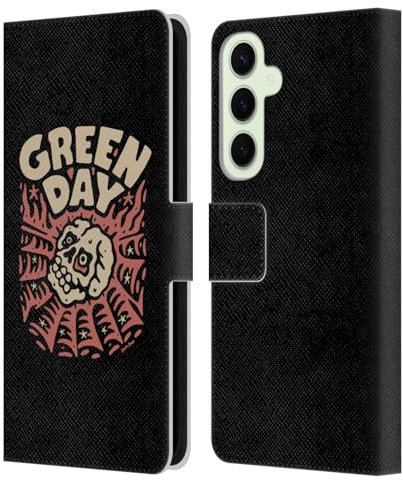 Head Case Designs Offizielle Green Day Skull Spider Graphics Leder-Wallet-Hülle Kompatibel mit Samsung Galaxy S25+