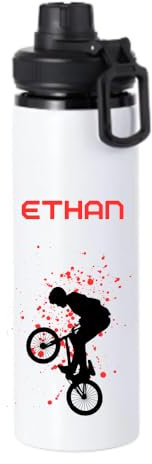 Personalised BMX Biker Water Bottle, BMX gifts for boys or girls