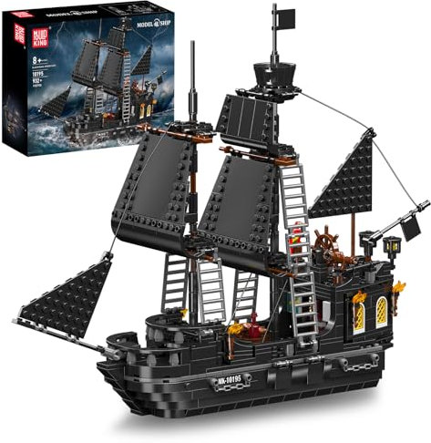 SHHFWU Technik Piratenschiff Bausteine, Black Pearl Piratenschiff Spielzeug, 932 Teiles Segelschiff Klemmbausteine, Kreatives Geschenkidee für Kinder ab 8+ Jahren und Jugendliche Erwachsene