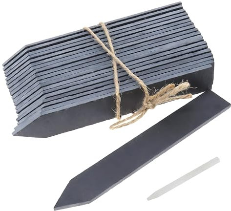 10 cartelli per piante in ardesia per esterni, con scritta in ardesia (15 x 2 cm)