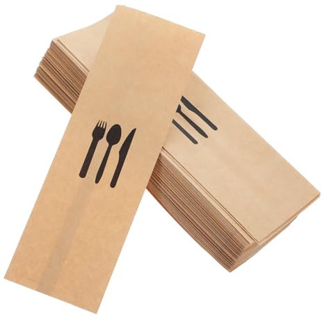 STOBAZA Portacubiertos Kraft 100 Piezas Fundas Desechables para Fiestas Material Higiénico para Hogar y Restaurantes Soporte para Utensilios de Comedor
