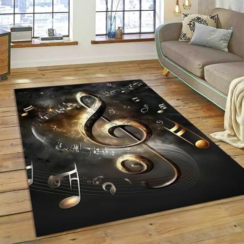 Xisnuient Großer Teppich,Teppiche mit Gitarre Musik Muster für Wohnzimmer Schlafzimmer,Läufer für Küche Flur rutschfeste Fußmatte Trittmatte Badematte Wohndeko (Multi 3,160x200 cm)
