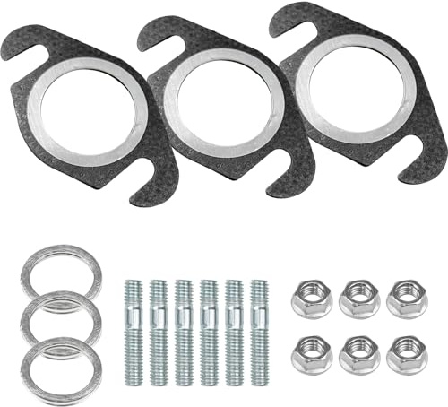 18 Pièces pour Joints d'Échappement, Joints, Goujons et Joint de Collecteur d'Échappement, incluant Rondelles, Goujons et Écrous M6, pour Moteurs Yamaha 50 cm³ 2 Temps