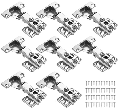 8 Pcs Soft Close Cabinet Hinges, 90 Degree Inset Full Overlay Kitchen Cupboard Door Hinges for Cupboard Doors Kitchen Cabinet Wardrobe Hingeswith Screws