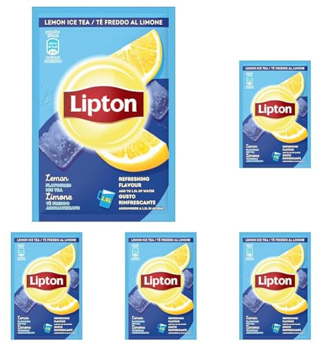 Lipton Tè Freddo al Limone, Polvere solubile 125g il necessario per preparare fino a 1,5 litri di tè freddo (Confezione da 5)
