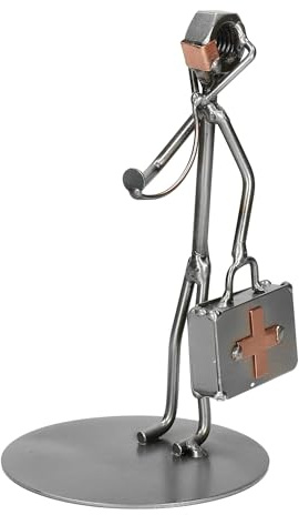 METALIKA Schraubenmännchen Arzt mit Koffer, Metallfigur, Metallmännchen, Handarbeit, Handmade, Stahlfigur, Geschenkidee, Handgefertigte Dekorative Figur, +gegen Aufpreis: Visitenkartenetui, Gravur