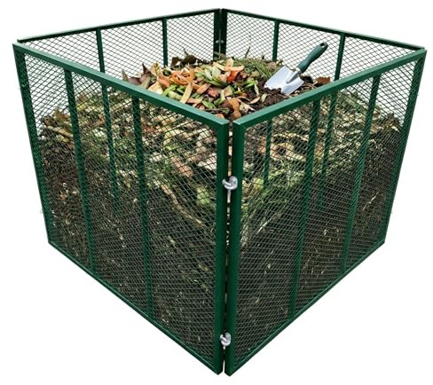 Composteur Relaxdays en métal, composteur de Jardin Bio, H x L x P : 80 x 100 x 100 cm, 800 L, Treillis en Acier, Vert | H x L x P : 80 x 100 x 100 cm, 800 L, treillis en acier