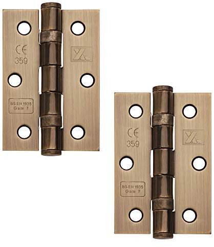 Excel XL965-ANB Pair of 3 Grade 7 Door Hinges, Antique Brass