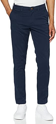 Herren Jack & Jones Chino Hose | Stretch Pants Konischer Schnitt | Slim Fit Look JPSTMARCO JJBOWIE, Farben:Navy, Größe Hosen:38W / 34L, Z-Länge:L34