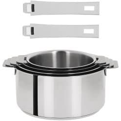 Cristel S4Cmaw Serie 4 Casseroles Amovibles 14 a 20 Cm + 2 Poignees Mutine Blanches