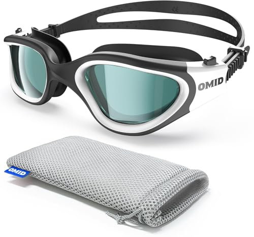 OMID Swim Goggles, P2 Polarized 【Patent & Upgrade】 Anti-Fog Anti-UV No Leakage Swimming Goggles for Adult Men Women Youth (A2-Polarized-ClearWhite)