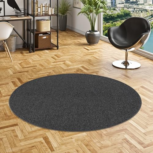 Snapstyle Feinschlingen Velour Teppich Strong Schwarz Grau Rund in 7 Größen