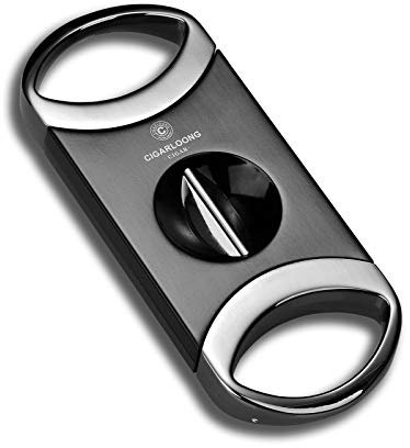 Coupe-Cigare Cutter à V guillotine Rétractable Coupe Parfaite Ciseaux Coupe à Double Lame Tranchant Outils à Cigares, Argent