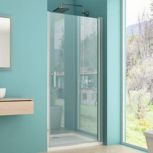 IMPTS Nische Duschtür 90cm, Pendeltür Schwingtür Dusche Duschwand Duschkabine 6mm ESG Sicherheitsglas mit Nano Beschichtung 195cm