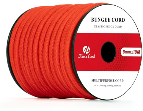 Abma Cord Bungee Cord 8mm 10M Elastic Shock Cord 100% Stretch Bungee Rope