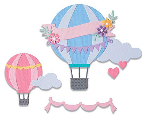 Sizzix Thinlits Stanzschablonen 10PK Heißluftballon von Olivia Rose, 665183, Kunststoff, Mehrfarbig, Einheitsgröße