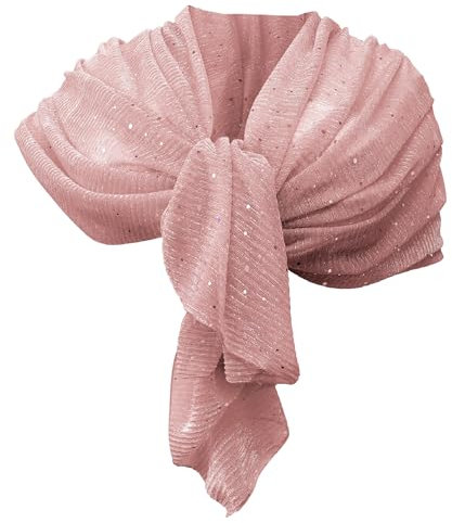 Elegante SCIARPA Plissettata Luminosa Foulard Sciale, Donna Coprispalle Stola Cerimonia (Rosa Pois)