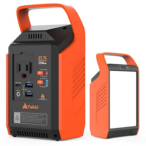 83Wh Portable Power Station, Camping Solar Power Bank Generator with 110V/80W AC Outlet, Type-C, USB Port and Camping Flashlight for Camping Home Emergency Battery Backup