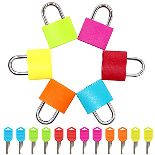 Cinvo Metall-Vorhängeschlösser, 6 Stück, Koffer-Schlösser mit Schlüsseln, bunt, kleine Schlösser für Koffer, Schultasche, Rucksack, Gepäck, Fitnessstudio, Tagebuch, Schmuckkasten (3,1 x 2,3 cm)