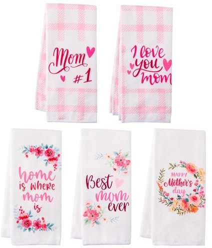 R HORSE 5-teiliges Geschirrtuch-Set mit der Aufschrift Best Mom, saugfähig, schnell trocknend, Geschirrtücher, wiederverwendbare Handtücher, Bar-Handtücher, Küchenlappen, Küche, Zuhause